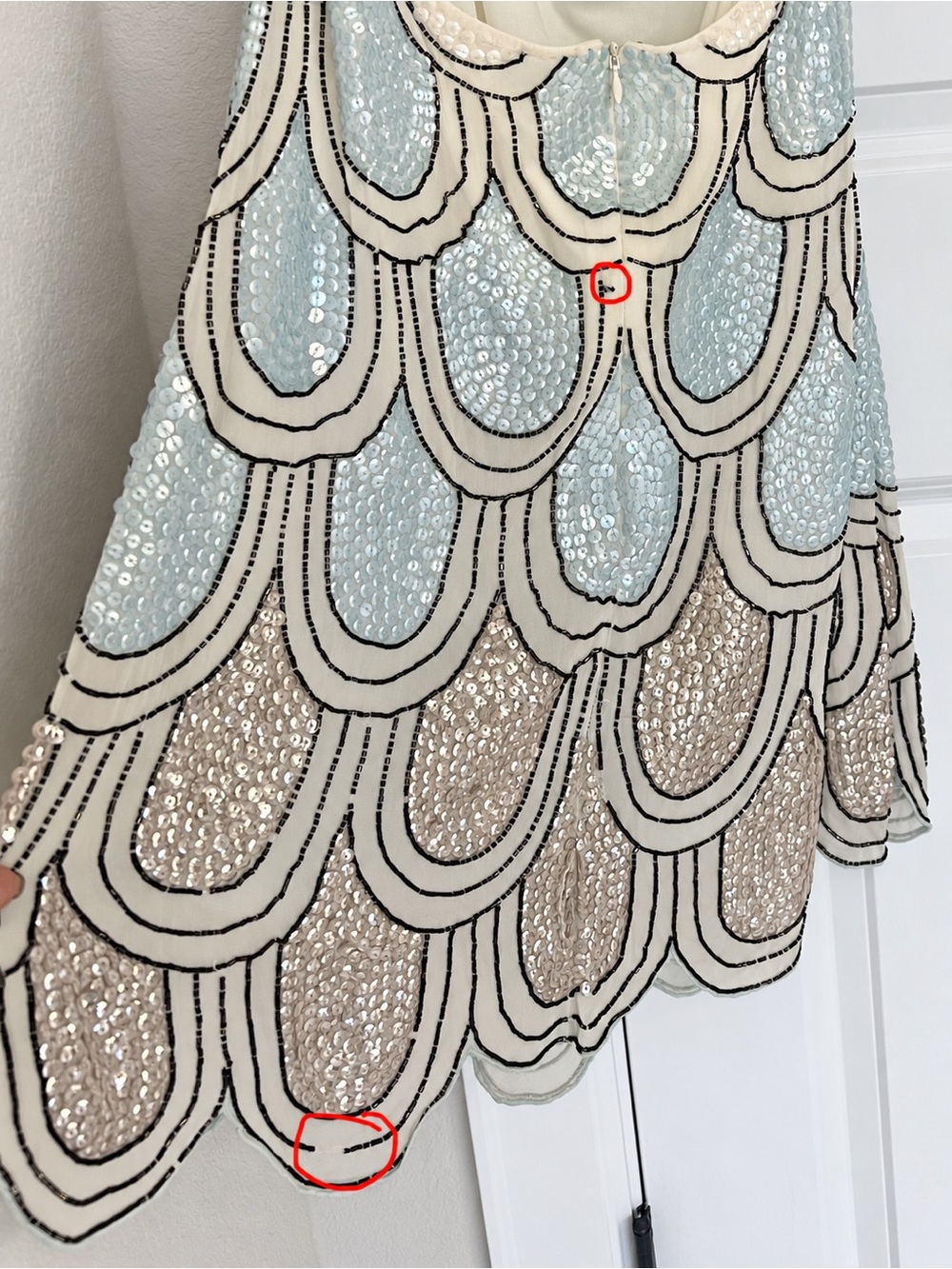 NBD Dame Gardenia Ombré Sequin Scallop Mini Dress XS - Picture 7 of 9